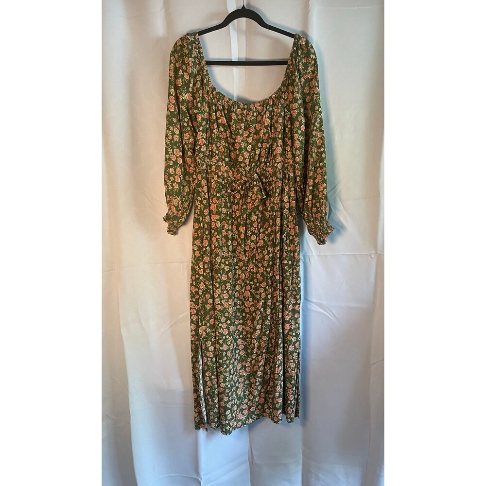 Lost + Wander Green Floral Cottagedcore Midi Dress Size Large